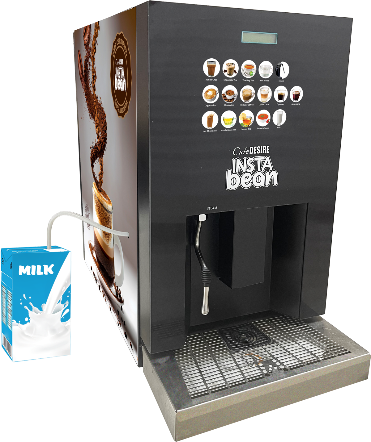 Insta Bean Coffee Vending Machine | Made with Fresh Milk | 16 Options